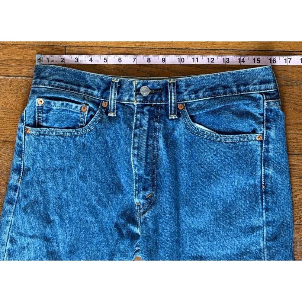 Levis 505 Jeans Mens 32x30 Straight Leg Regular Fit Dark Wash 100% Cotton Cowboy - Picture 14 of 14